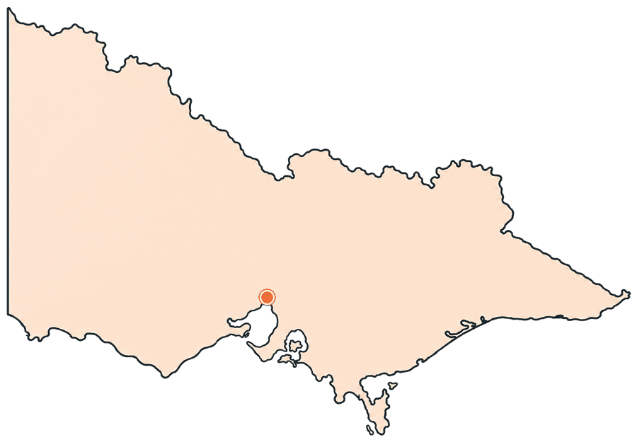Map of Victoria, Australia, with Melbourne marked